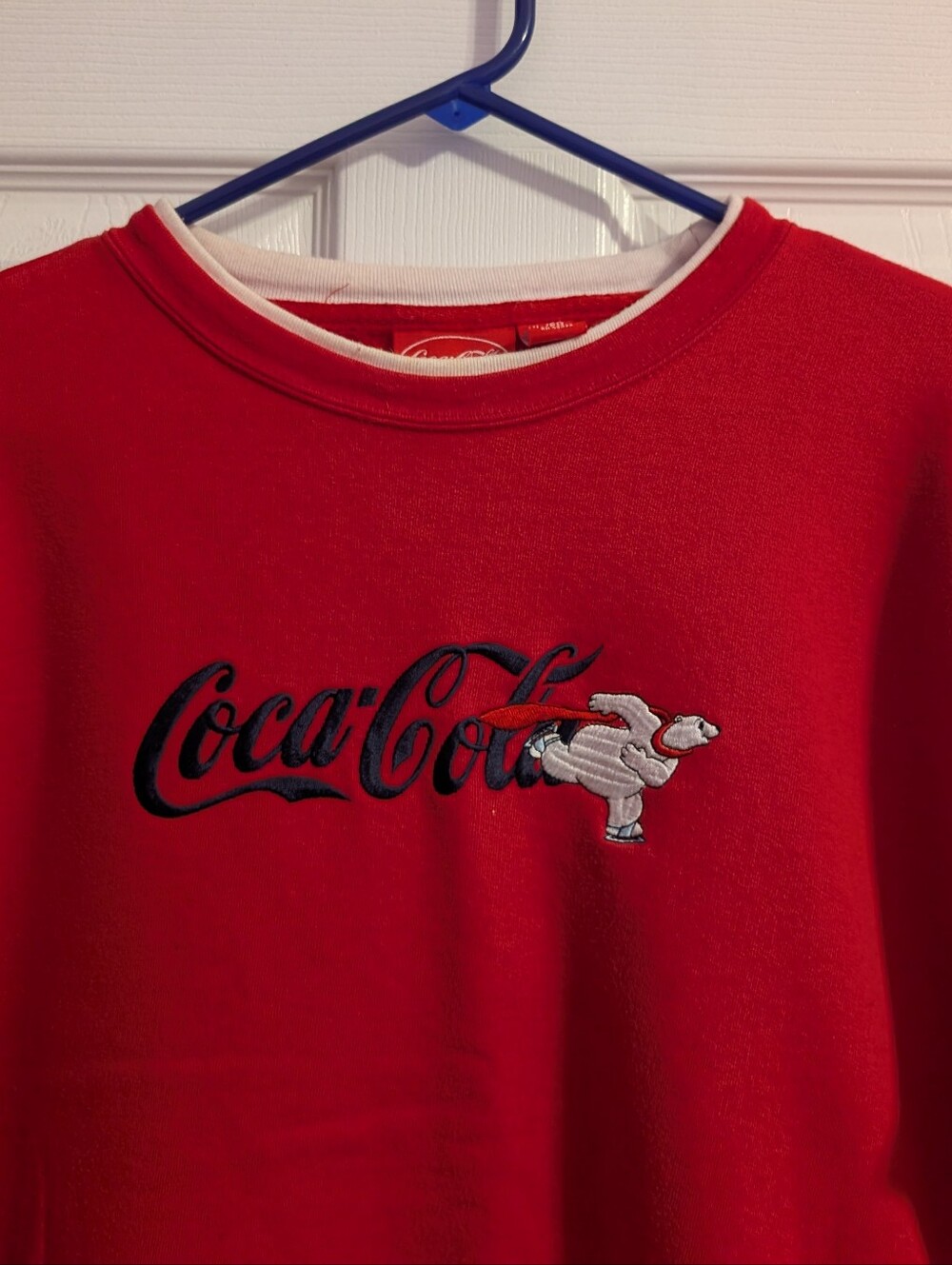 VTG Coca Cola Polar Bear Sweatshirt Size XL Red Embroidered Logo Classic 90's